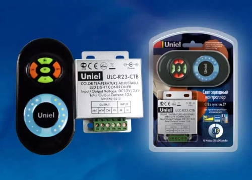 ULC-R23-CTB Black Контроллер для управления мультибелыми светодиодными источниками света с пультом ДУ. Цвет пульта черный. Упаковка — блистер.