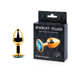 Golden plug small (втулка анальная) цвет кристалла голубой, l 72 мм, d 28 мм, вес 50г, арт. gs-05