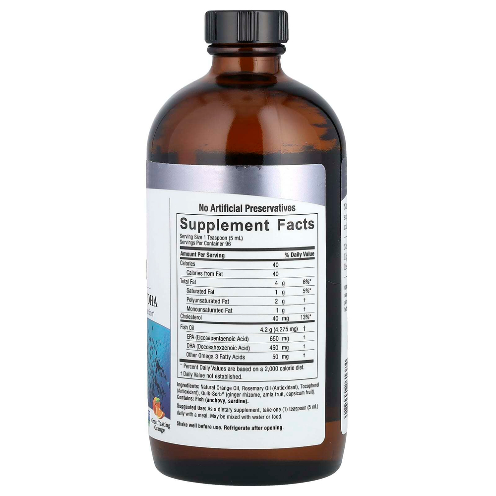 Nature's Answer, Liquid Omega-3, жир глубоководных рыб с ЭПК и ДГК, апельсин, 480 мл (16 жидк. унций)