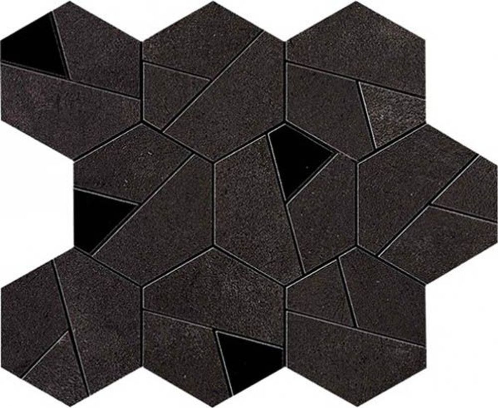 Мозаика Boost Tarmac Mosaico Hex Black