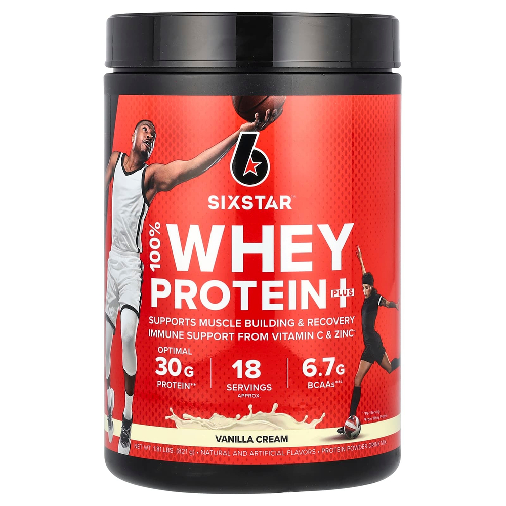 SIXSTAR, 100% Whey Protein Plus, сывороточный протеин, со вкусом ванильного крема, 821 г (1,81 фунта)