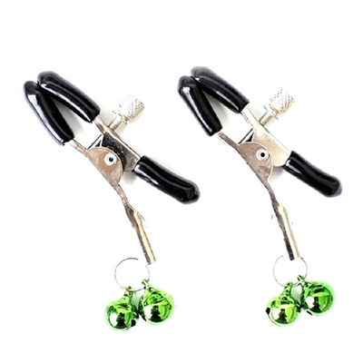 Зажимы на соски с колокольчиками зеленые