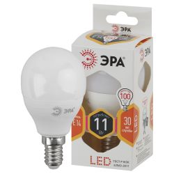 Лампочка светодиодная ЭРА STD LED P45-11W-827-E14 E14 / Е14 11Вт шар теплый белый свет | Лампы cветодиодные Шар (G/P)
