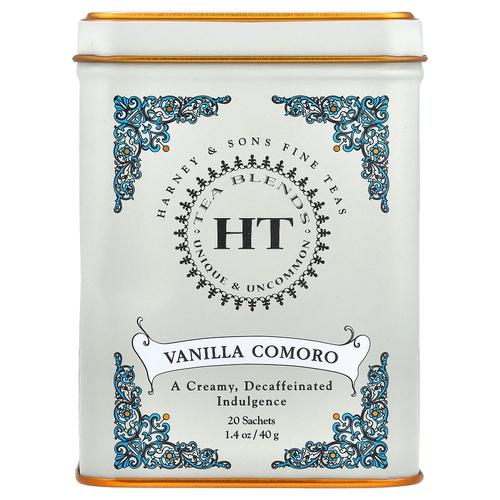 Harney & Sons, HT Tea Blends, коморская ваниль, без кофеина, 20 чайных пакетиков, 40 г (1,4 унции)