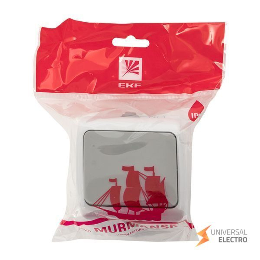 Мурманск Кнопка звонка 1-клавишная 10А IP54 серая EKF