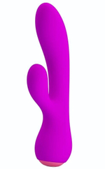 Лиловый вибратор Zachary с клиторальным стимулятором - 17,8 см. (Цвет: лиловый)