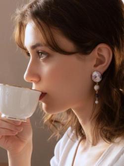 Серьги Цветочное поле с аметистом