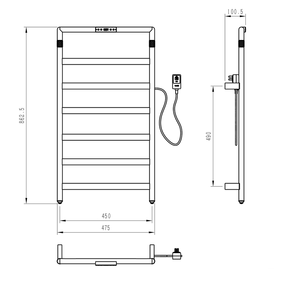 Полотенцесушитель электрический WONZON & WOGHAND KÖLN, Брашированное золото (WW-A6016-BG)