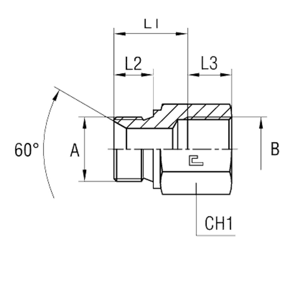 Соединение PF BSP 3/8" BSP 3/8" L33