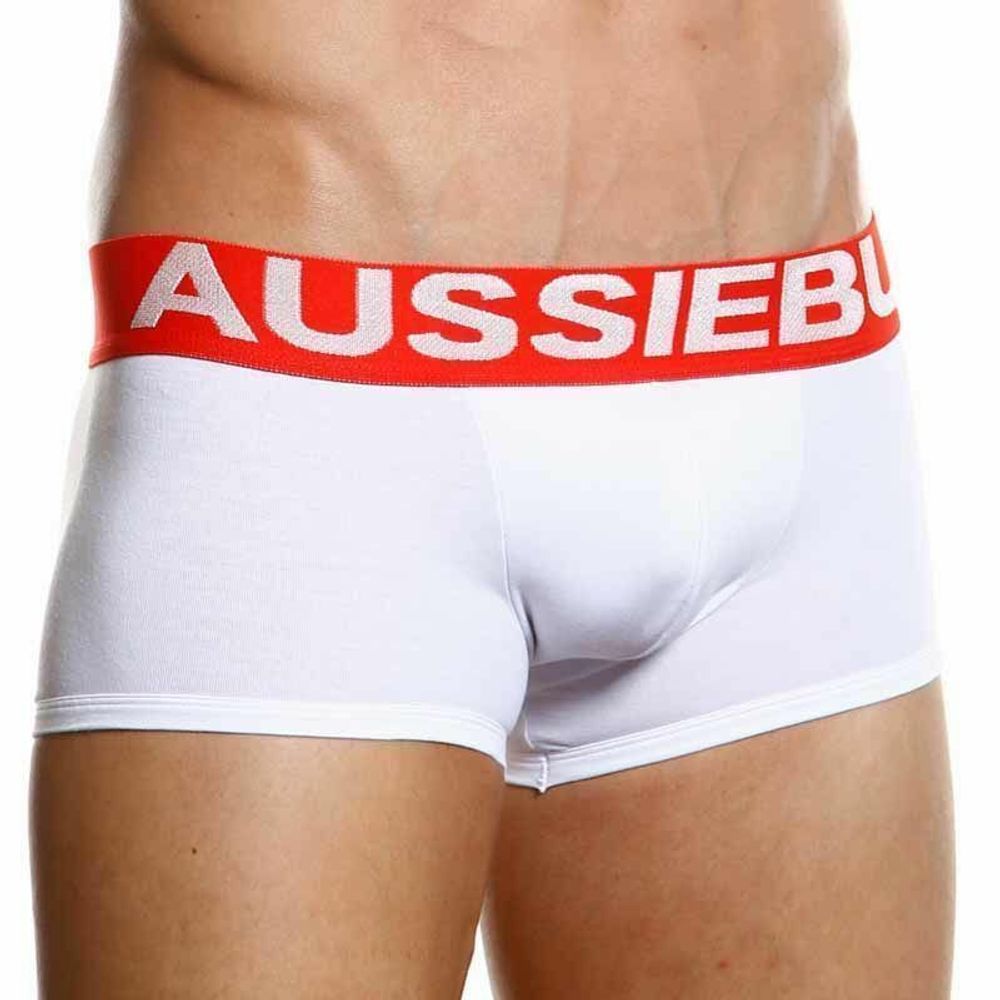 Мужские трусы хипсы белые с красной резинкой Aussiebum Flame Burn Hipster AB00258