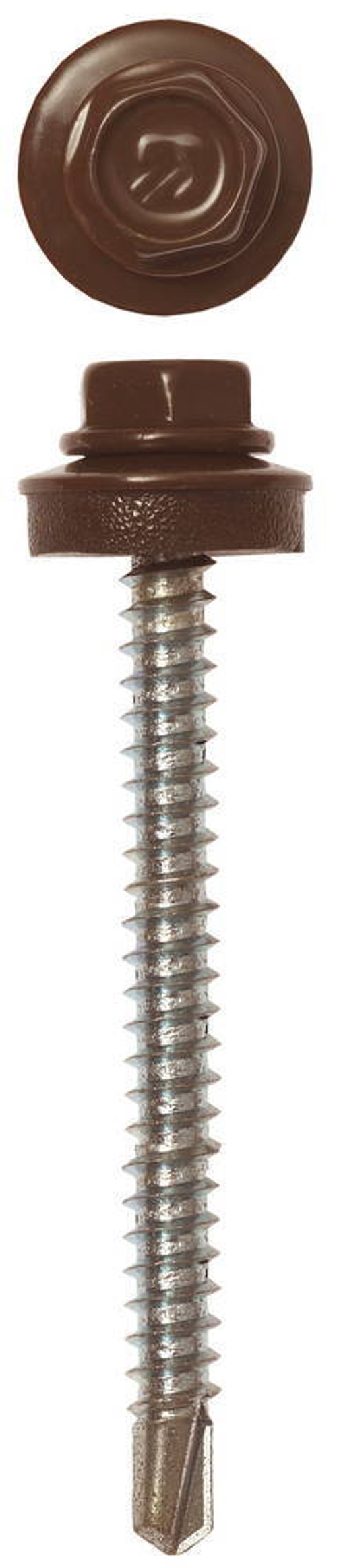 Саморезы СКД кровельные, RAL 8017 шоколадно-коричневый, 50 х 4.8 мм, 1 200 шт, для деревянной обрешетки, ЗУБР Профессионал