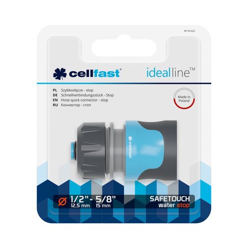 Коннектор CELLFAST SAFETOUCH IDEALLINE с аквастопом 1/2''