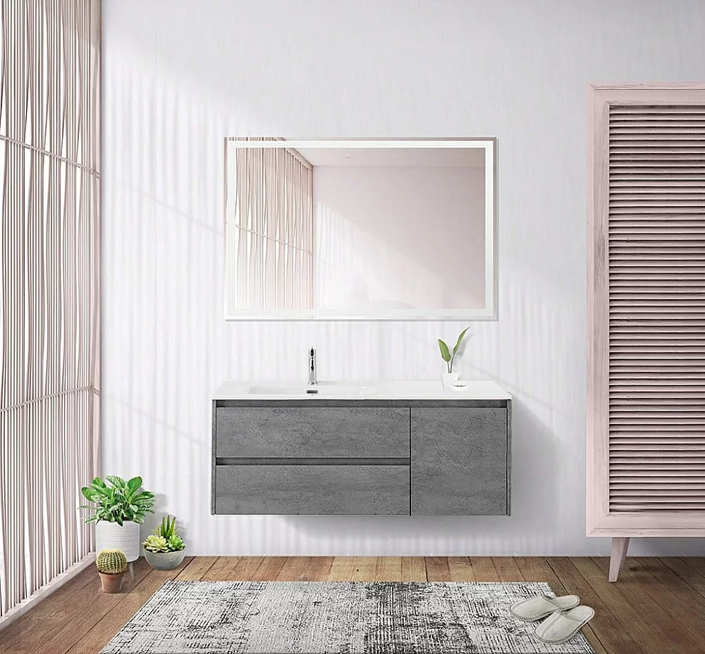 Тумба с раковиной BelBagno KRAFT 2C-1A 100 серый цемент