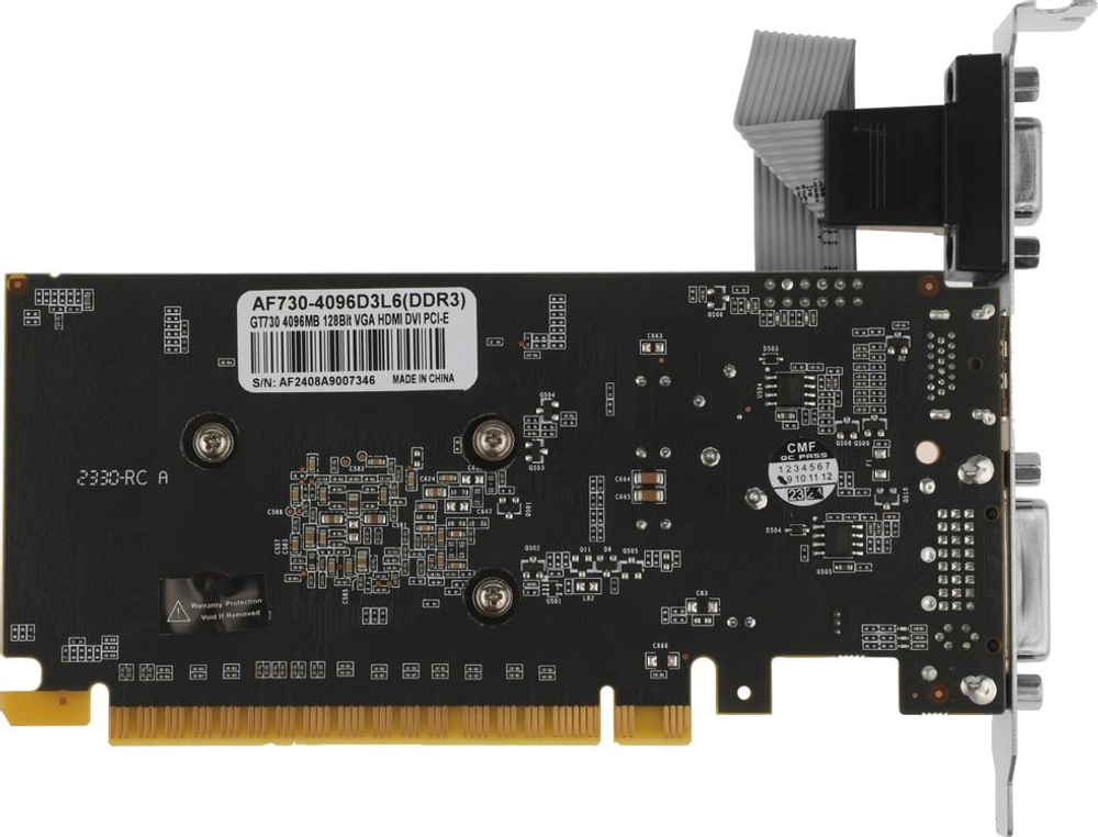 Видеокарта AFOX NVIDIA  GeForce GT 730 AF730-4096D3L6 4ГБ GDDR3, Low Profile,  Ret