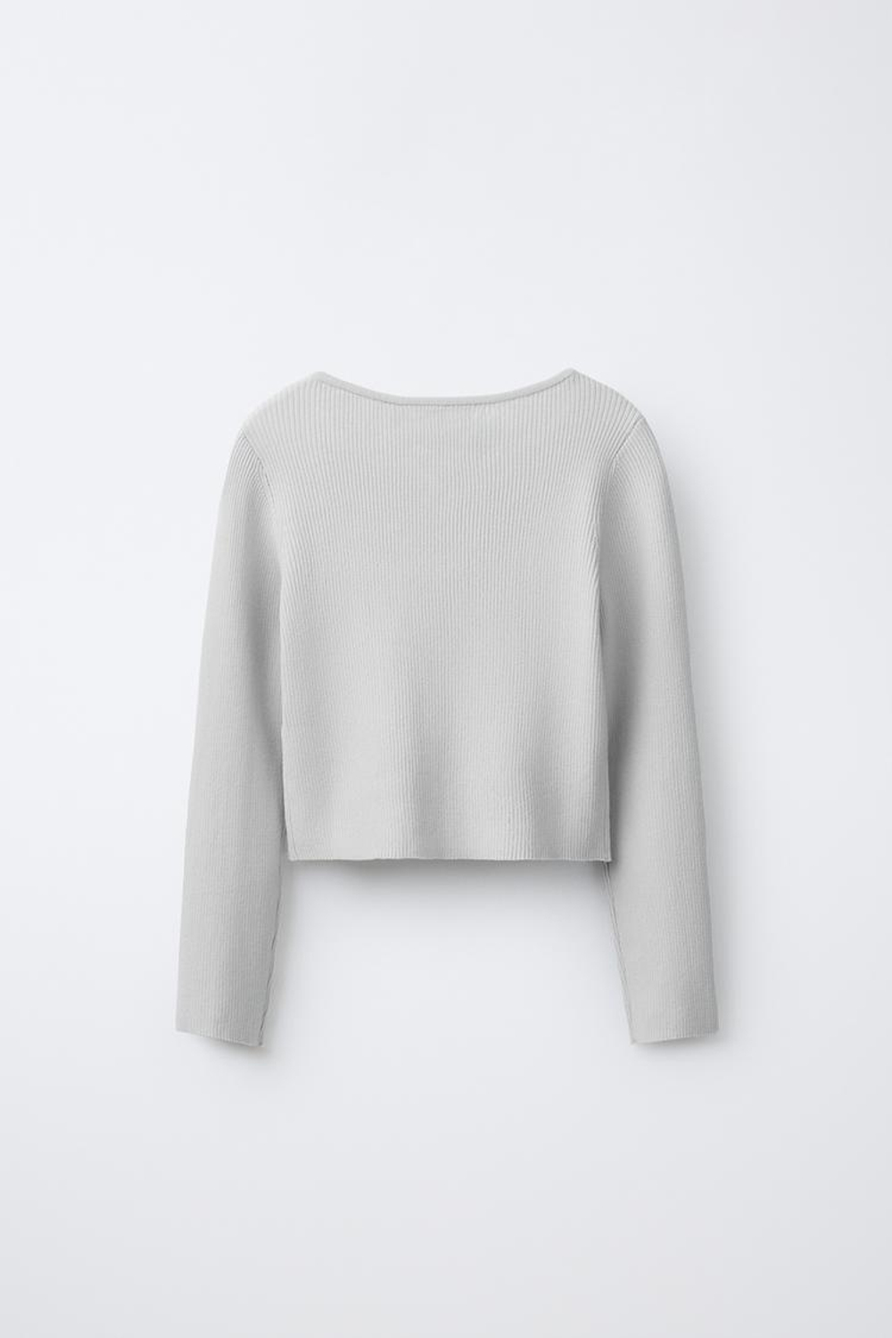 ZARA ВЯЗАНЫЙ КАРДИГАН В РУБЧИК, СЕРЫЙ МЕЛАНЖ