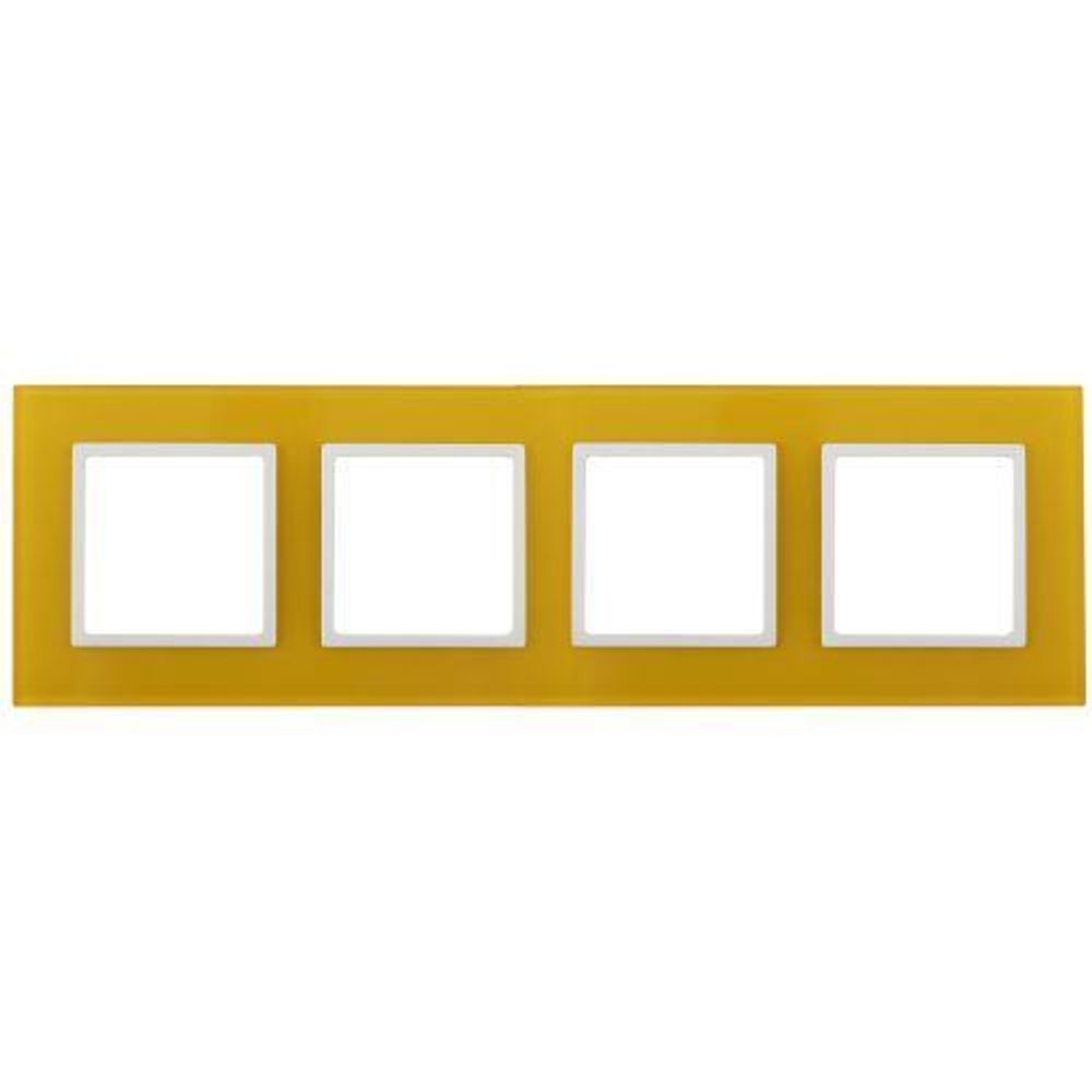 Рамка 4-м 14-5104-21 стекло Elegance желт.+бел. ЭРА Б0034530
