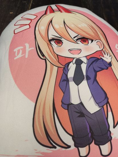 Подушка фигурная Человек-бензопила, Пауэр, на молнии, картинка с двух сторон