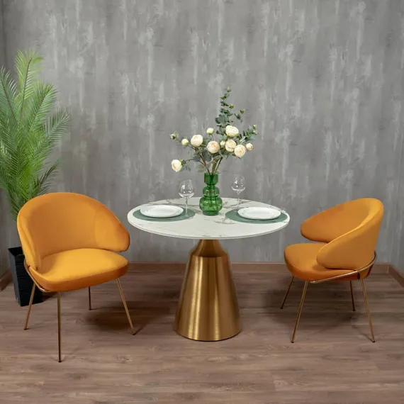 Стул Lime, оранжевый микровелюр с золотыми ножками