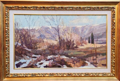 Картина Столяренко П.К. "В горах" картон/масло 69х40