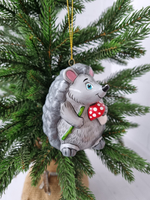 Ёжик ёлочная игрушка из фарфора