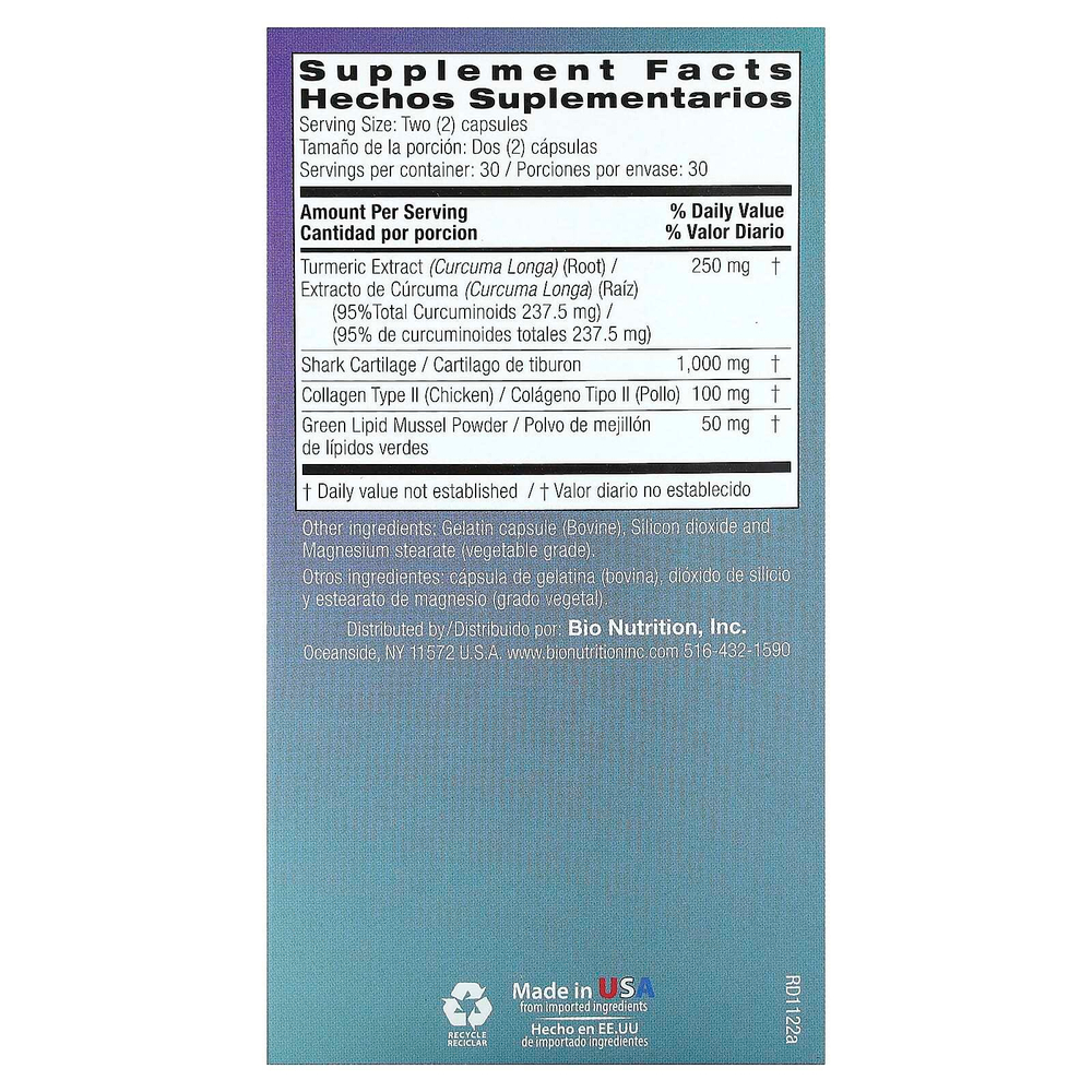 Bio Nutrition, здоровье суставов, с коллагеном типа 2, 60 капсул