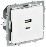 BRITE Розетка USB A+C 45Вт высокоскоростная зарядка РЮ11-2-БрАБ арктический белый IEK