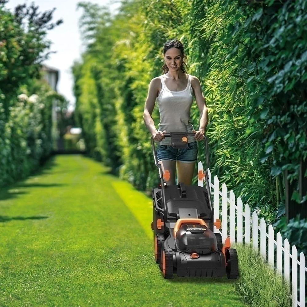 Аккумуляторная газонокосилка WORX WG779E 40В (2 x 2.5 Ач, ЗУ) нож 34 см, WG779E