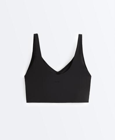 Oysho Топ Light Touch с перекрестной спинкой, черный