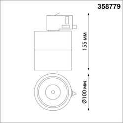 358779 PORT NT21 270 черный Трехфазный трековый светодиодный светильник IP20 LED 15W 4000K 1300Лм 100-265V GRODA