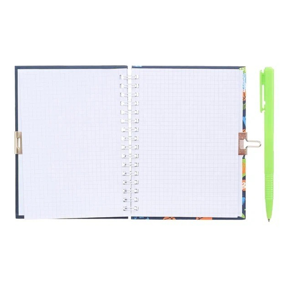 Блокнот детский Basir на замке, с ручкой, формат А6, серия "Спорт", переплет 7БЦ, 15*11 см, 48 листов, ассорти