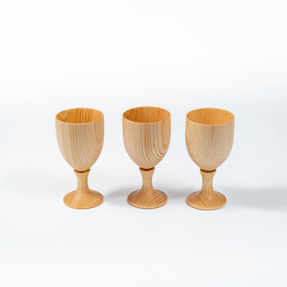 Набор деревянных рюмок (стопок) из дерева сибирский кедр RN5