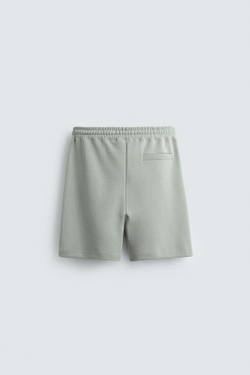 ZARA ШОРТЫ-ДЖОГГЕРЫ RELAXED FIT ИЗ ТКАНИ INTERLOCK, ЛИНЯЛЫЙ ЗЕЛЕНЫЙ
