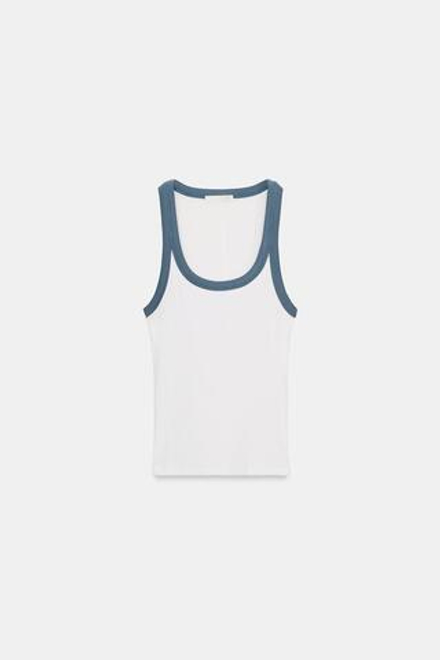 ZARA ТОП В РУБЧИК БЕЗ РУКАВОВ, СИНИЙ/БЕЛЫЙ