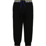Брюки трикотажные DKNY Черный/Пояс: желтая полоска, белый логотип DKNY, синий шнурок (Мальчик)