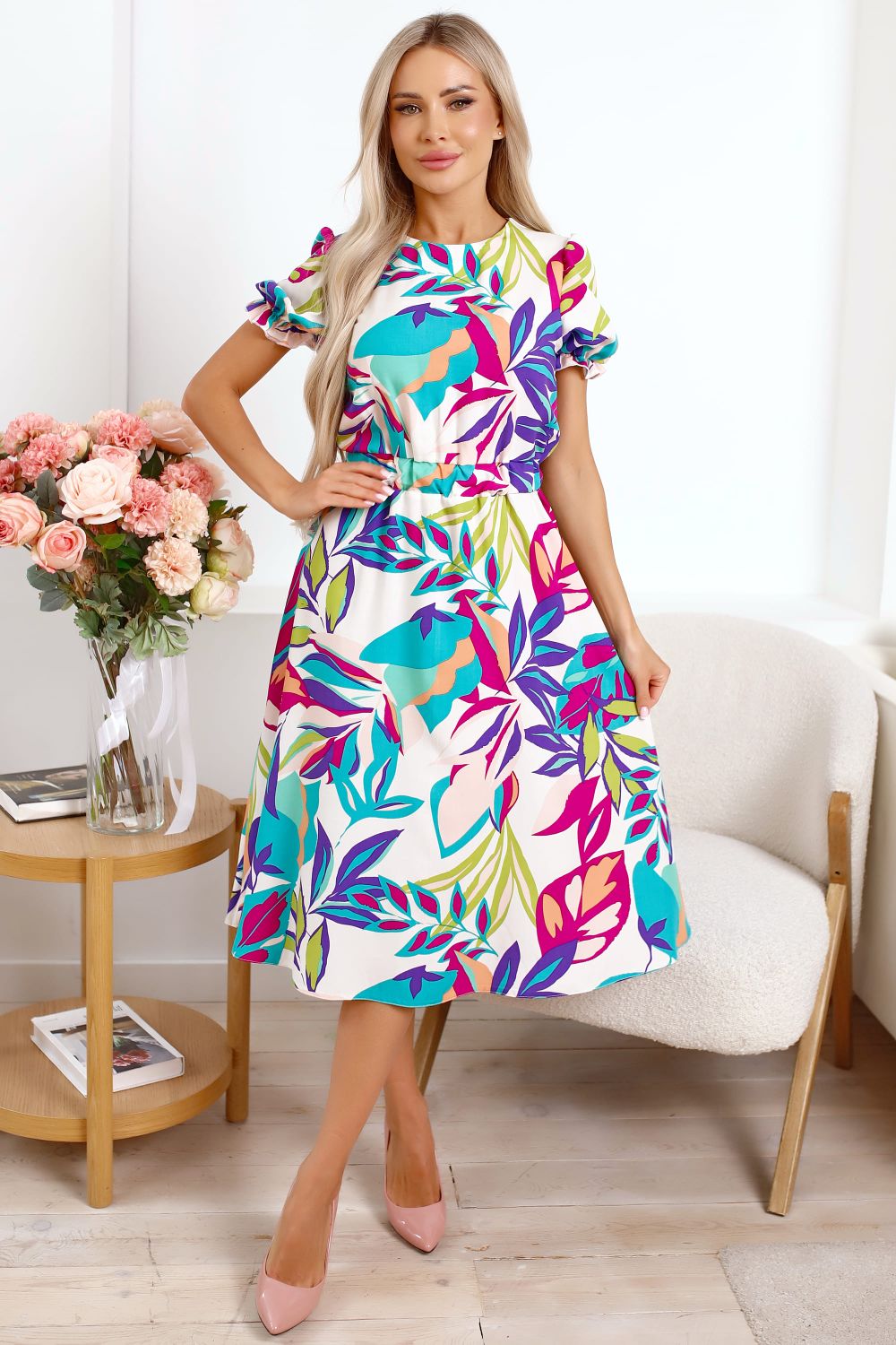 Платье Оливия (бело-фиолетовое) П15937-45М LT Collection