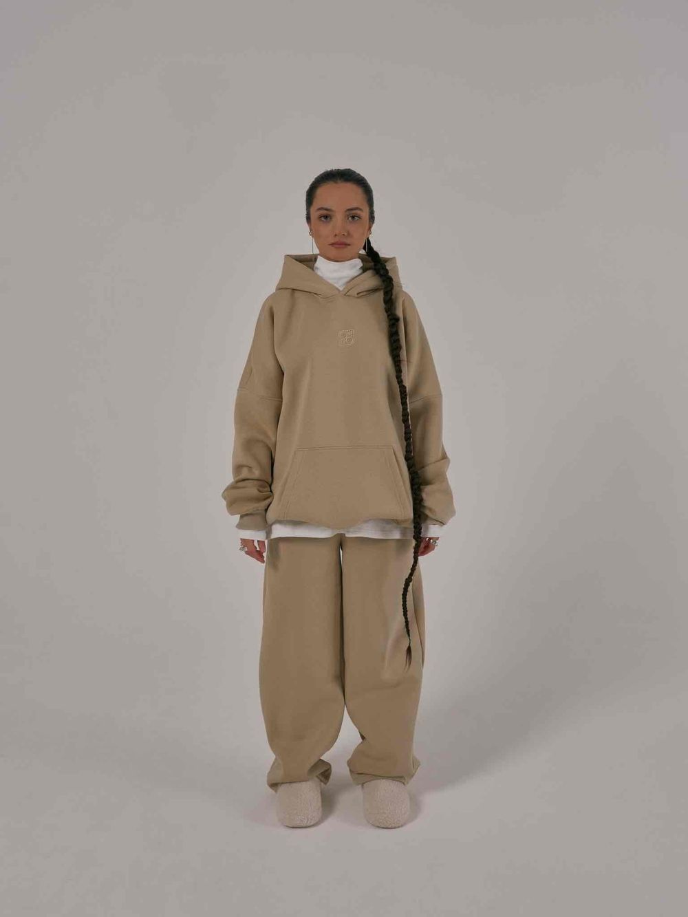 Купить Брюки One Two Multicolor Широкие с начесом оксфордский загар Брюки One Two Multicolor Широкие с начесом оксфордский загар