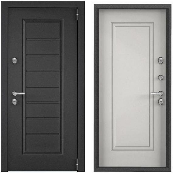 Фото входная стальная дверь Torex Snegir PRO MP тёмно-серый букле графит VDM-2 ПВХ бьянко S60-С1