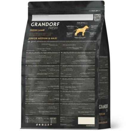 Grandorf Fresh, Fresh Lamb, Junior Medium & Maxi для юниоров (Свежее мясо ягненка с бататом)