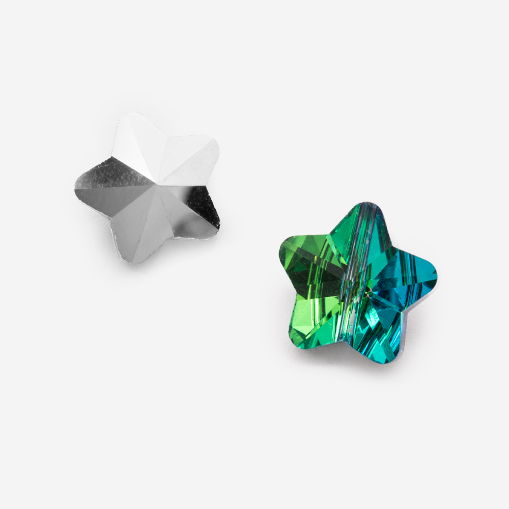 Кристалл-звездочка с продольным отверстием оттенок "Мальдивы", 13мм