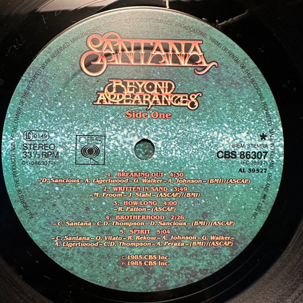 Santana - Beyond Appearances (Голландия 1985г.)