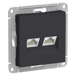 ATLASDESIGN РОЗЕТКА двойная компьютерная RJ45+RJ45, кат.5Е, механизм, КАРБОН