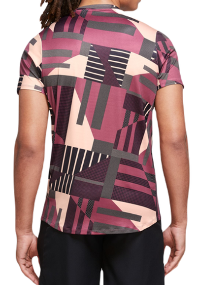 Мужская теннисная футболка Nike Court Dri-Fit Adventage Printed Crew Top - sweet beet/white