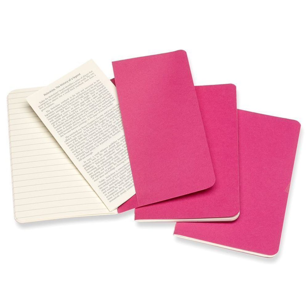Набор 3 блокнота Moleskine Cahier Journal Pocket, 64 стр., розовый неон, в линейку