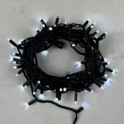 Гирлянда Нить 10 м., Холодно-Белая с Мерцанием Белого Диода 220В, 75 LED, Провод Черный Каучук, IP65, LTC (LL75BLW-1-2W)