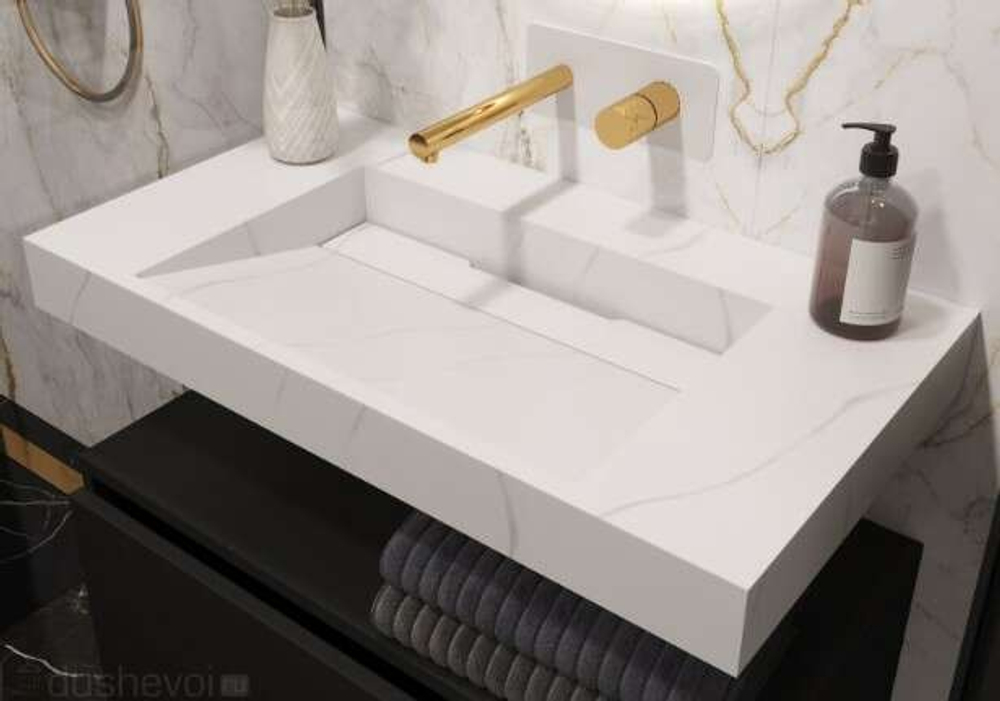 Раковина-столешница 100х45 см Armadi Art FLAT CALACATTA 859-100-CLCT