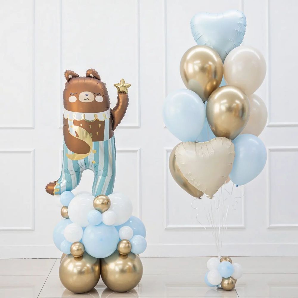 Шар (41''/104 см) Фигура, Мишка со звездочкой, 1 шт.