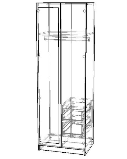 Шкаф ПАРМА-1 с зеркалом правый