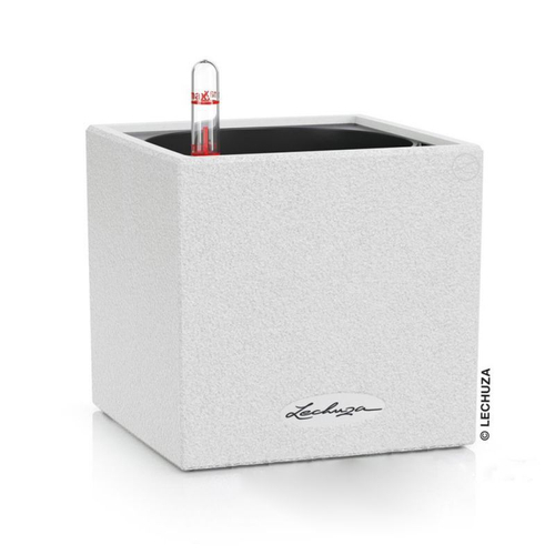 Кашпо Lechuza "Canto Stone Complete quarz white" (пластик), 30x30xH31 см