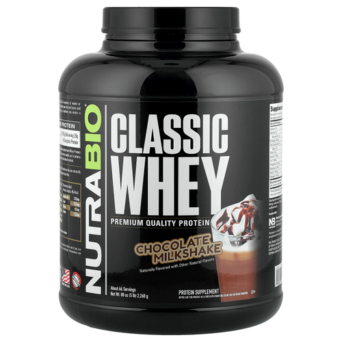 NutraBio, Classic Whey Protein, шоколадный молочный коктейль, 2268 г (5 фунтов)