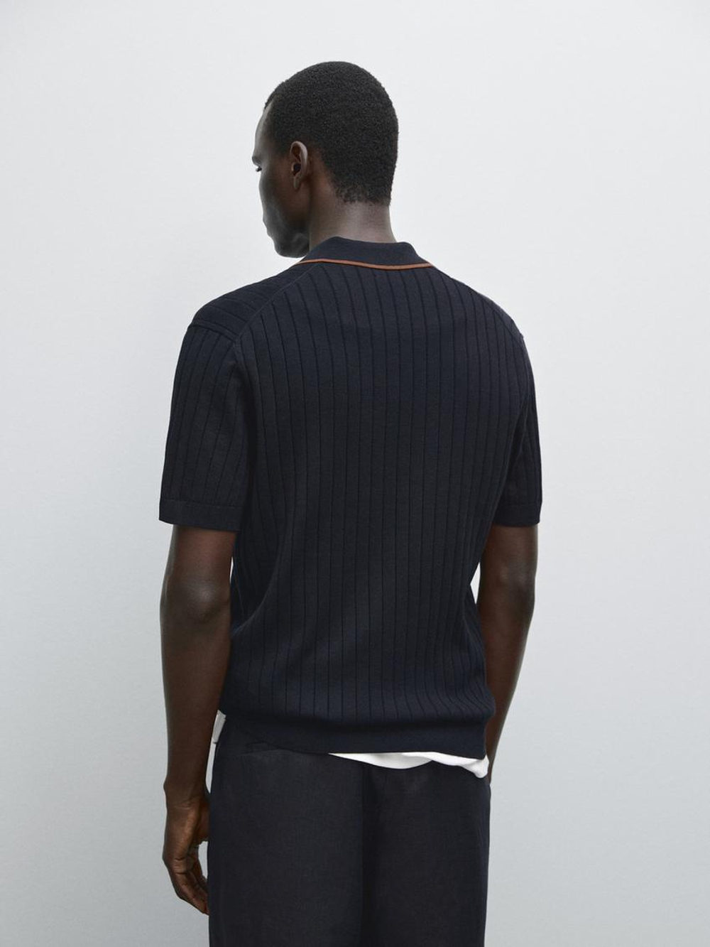 Massimo Dutti Поло из 100% хлопка, темно-синий